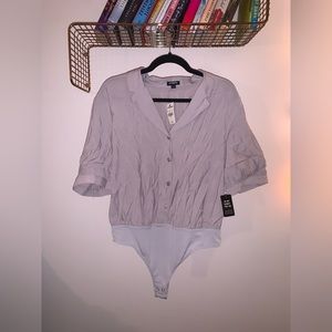 EXPRESS SOLID BUTTON-UP THONG BODYSUIT